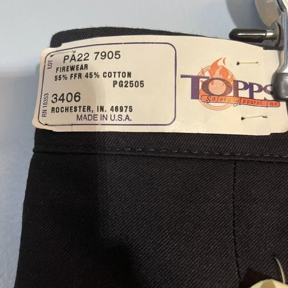 Topps Safety Apparel Pants Men's Size 34 PA22 Flame Resistant Work Uniform Black